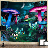 Lofaris Colorful Mushroom Moon Garden Fairytale Wall Tapestry